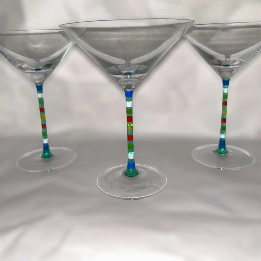 Crate&Barrel | Vintage Caprice multi color stem martini glasses set of 3